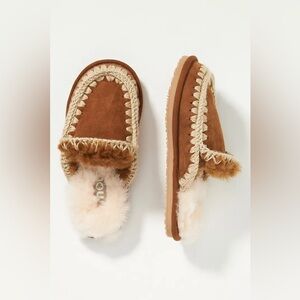 New MOU Free People x Anthropologie  Shearling Eskimo Slipper Mule Slides sz 7
